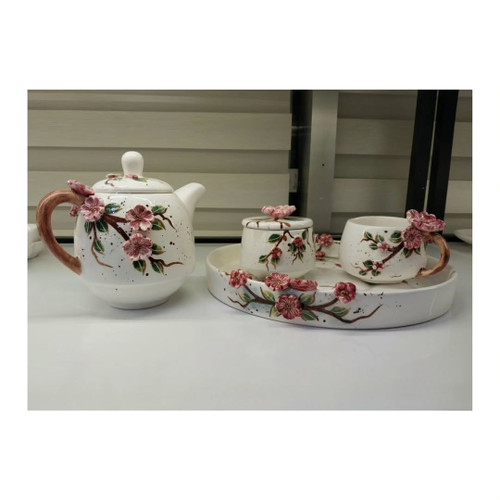 ست پذیرایی سرامیکی طرح شکوفه بهاری