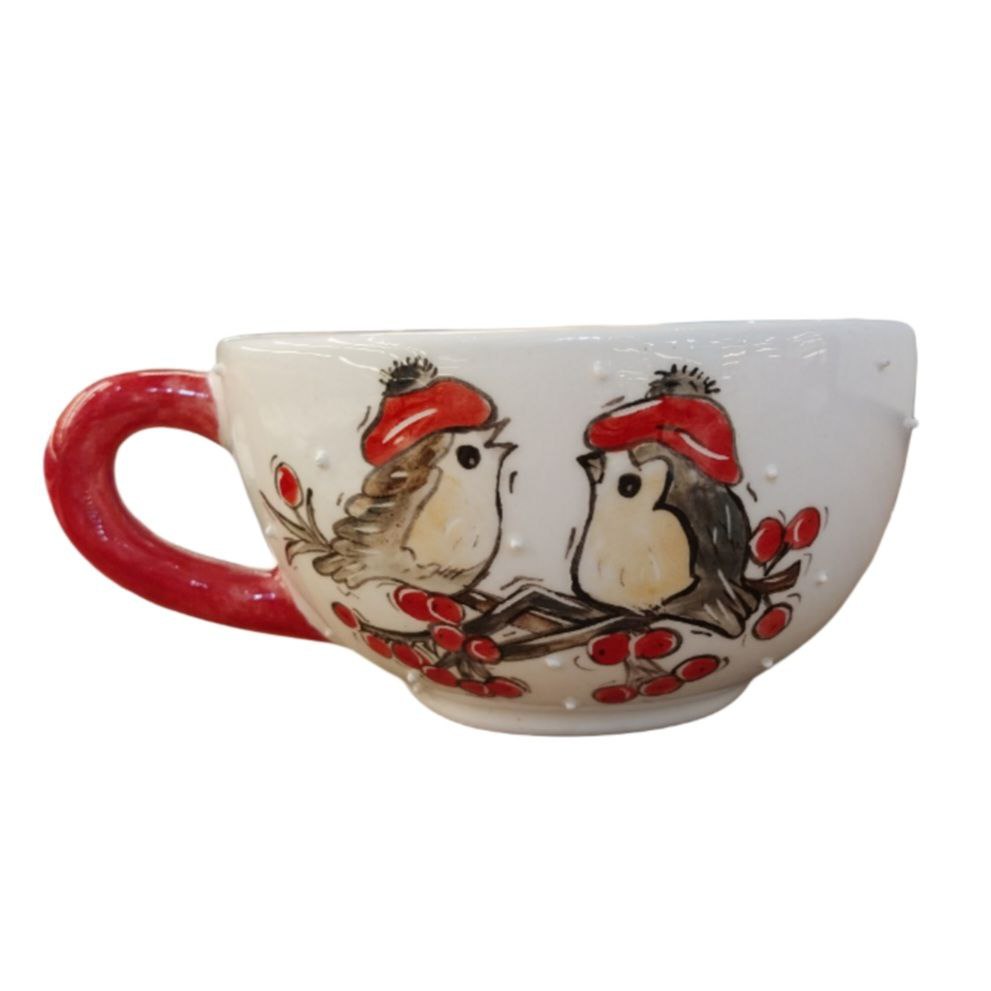 فنجان دسته قرمز دو گنجشک